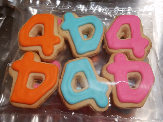 Mini Number / Letter Cookies - Solid (2 dozen)