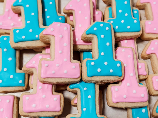 Mini Number / Letter Cookies - Polka Dots (2 dozen)