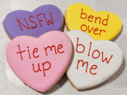 Naughty Conversation Heart Valentine Cookies (1 dozen)