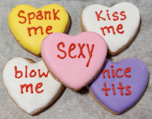 Mini Naughty Conversation Heart Cookies (2 dozen)