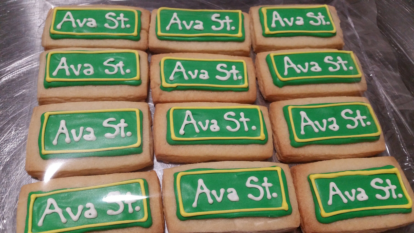 Mini Street Sign Cookies (2 dozen)