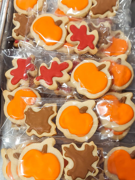 Mini Fall Leaf & Pumpkin Cookies (3 dozen)