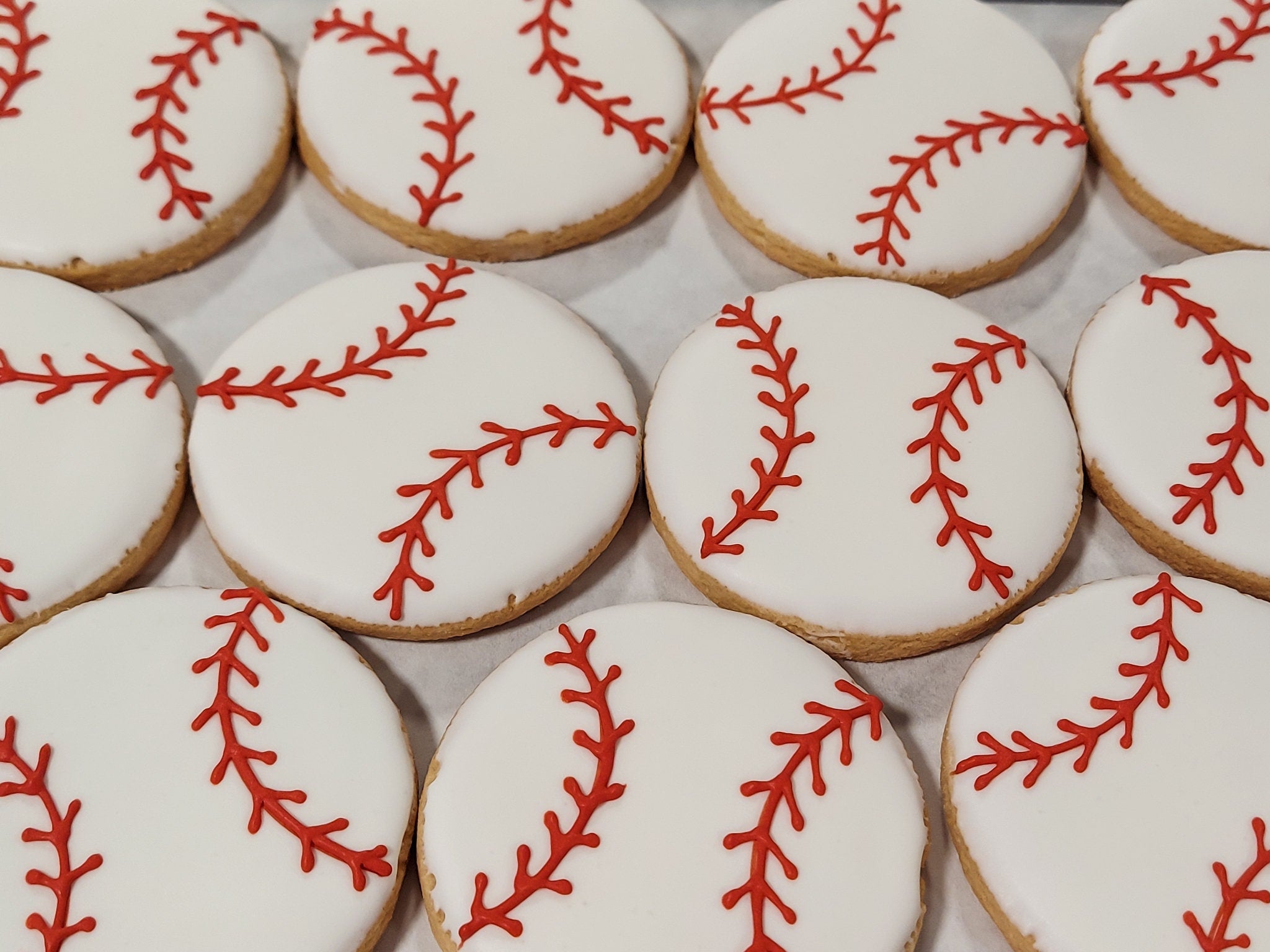 Mini Baseball Cookies Baseball / Softball Cookies (1 dozen) – Storybook Bakery, Shipped!